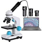microscopio monocular y binocular 【ENFOQUE PRECISO】El microscopio monocular está equipado con un marco metálico y botones de ajuste fino para garantizar un enfoque detallado y preciso, lo que resulta en imágenes más claras y nítidas con un manejo sencillo.