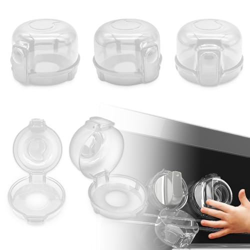 TENGYYY Stove Knob Safety Covers (5-Pack) - Heat-Resistant Childproof & Pet Proof Locks for Gas/Electric Stoves, Clear Easy-Install Guards (Transparent White)