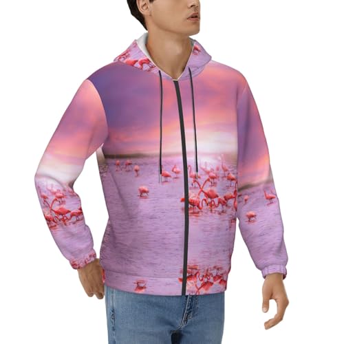 Sweat à capuche décontracté homme imprimé flamants roses pour rompre la monotonie