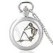 DRSM Orologio da Taschino, Orologio da Taschino al Quarzo Vintage con Design Unico in Posa con Scheletro, Uomo Donna, Collana con Ciondolo cabochon in Vetro Unico, Ore Orologio, Regali