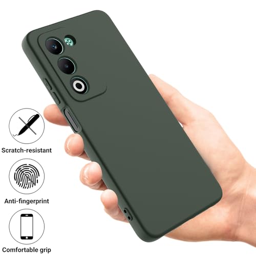 Image of Back Cover for Oppo A5 5G | Full Camera Protection | Premium Liquid Silicon Case | Flexible Bumper Case for Oppo A5 5G (Military Green)