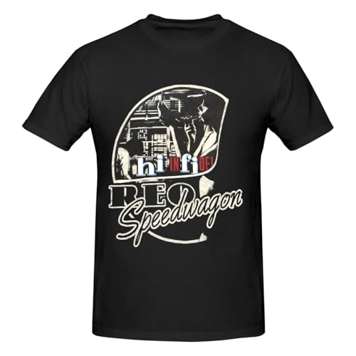 Poketen Teen Crew-Neck T Shirt for REO Speeds Wagon T-Shirts 80s Fashion Short Sleeve Tops Medium Black