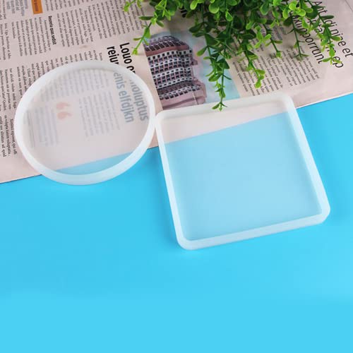LOREC 8 Pcs Coaster Moulds for Epoxy Resin Transparent Square Coaster Resin Mould and Round Resin Coasters Moulds Silicone Resin Mold for Making DIY Cups Mats,Tray,Home Decoration - Image 4