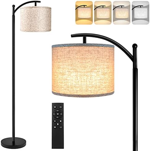 ROTTOGOON Floor Lamp for Living Room, 4 Color Temperature LED Floor Lamp with Remote Control & Foot Switch, LED Bulb Included, Modern Standing Lamp for Bedroom, Study Room, Office - Black