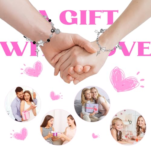 Image of SANNIDHI 2 Pcs Friendship Bracelet for Girls and Women Butterfly Best Friend Bracelet For Couples Adjustable Matching Bracelets BFF Beads Bracelets Jewellery Birthday Rakhi Gift For Sister, Kids