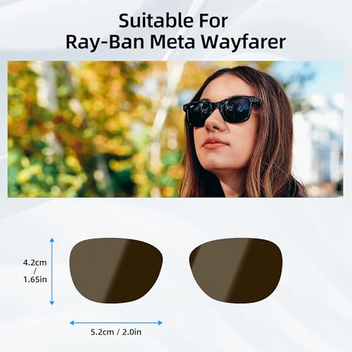 Image of HiBloks Replacement Lenses for Ray-Ban Meta Wayfarer (RW4008 Size L), UV Protection Sunglass Lens Set for Smart Glasses, Premium Lens Kit for Men & Women Driving, Cycling or Outdoor (Brown)