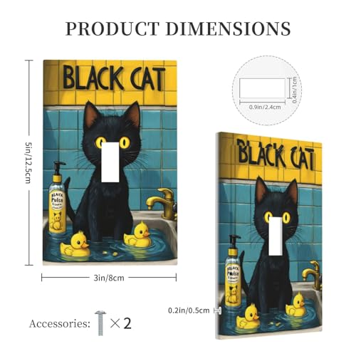 Decorative Light Switch Cover Plate Novelty Black Cat Funny Duck Bath 1 Gang Wall Plate Oversized Single Toggle Wall Cover Plate Jumbo Electrical Switchplate Faceplate