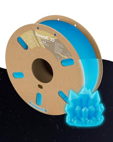 DURAMIC 3D PLA Blue to Glow Blue in The Dark Filament 1.75mm 1Kg, 3D Printing Luminous Filament 1.75mm Dimensional Accuracy +/- 0.02 mm, Fit Most FDM 3D Printers