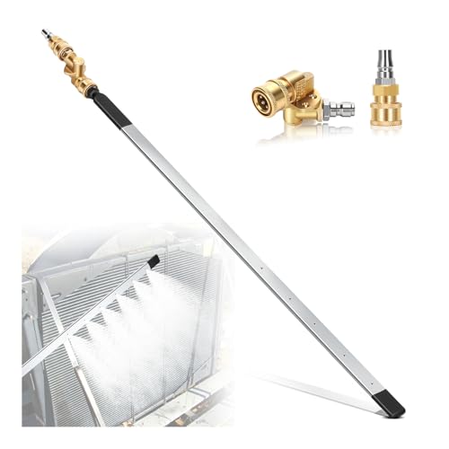 Foinwer 40'' Portable Radiator Cleaning Wand, Water and Air Dual-Use 1500 PSI Pressure Washer Tool, Two 1/4''Quick Coupler,Radiator Cleaning Wand Fit for Household Cars,Trucks,RV Radiators