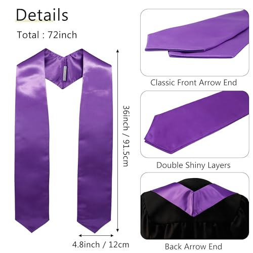 Image of GraduationMall 24 Pieces 72 Inch Plain Graduation Stole Bulk Sublimation Blank Honor Graduation Sash Unisex Adult