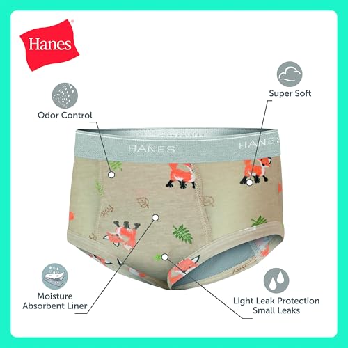 Image of Hanes Boys' Potty Training Underwear, Light Leaks Toddler Cotton Briefs and Boxer Briefs, Multi-pack
