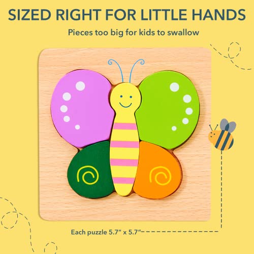 Playtime By Magifire Wooden Puzzles For Toddlers, Set Of 6, Ladybug, Car, Bee, Teddy Bear, Butterfly, Turtle, Stem Toys, Toddler Toys Age 2-4 #TOP7