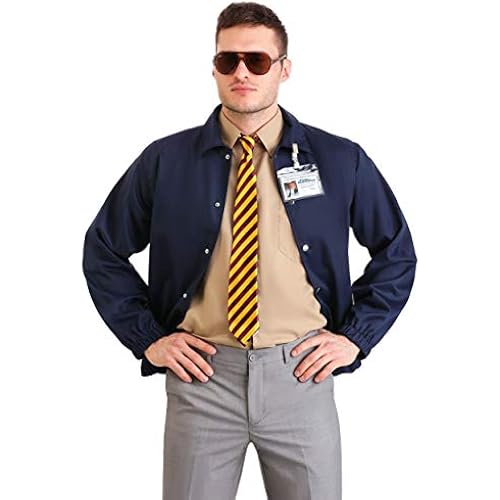 Adult Burt Macklin FBI Costume, Parks and Recreation Men's Cosplay Outfit with FBI Jacket