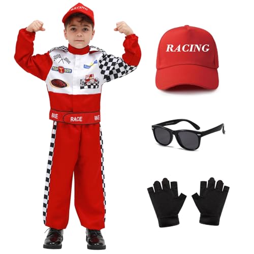Disfraz completo de piloto de carreras para niños
