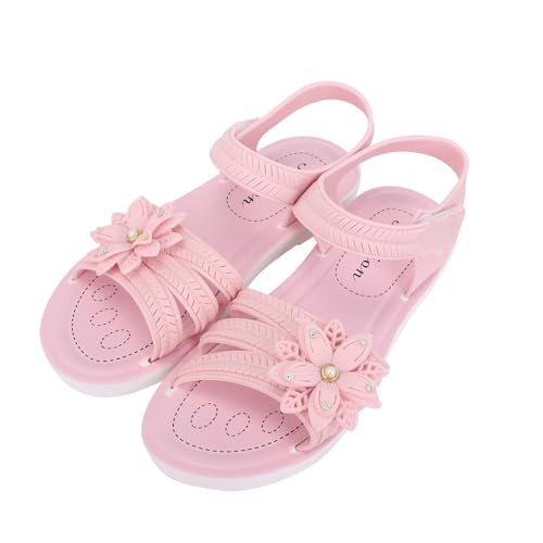 Betadog Children Sandals Soft Flat Shoes Fashion Comfortable Bow Soft Bottom Lightweight Baby Princess Girls Shoes Size 2 (Pink, 3 Big Kids)