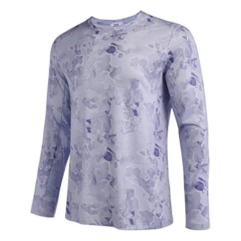 Deyeek Mens Print Long Sleeve Quick Dry Casual Athletic Fishing Tie-Dyed Tee Shirt, Purple, Large Cover