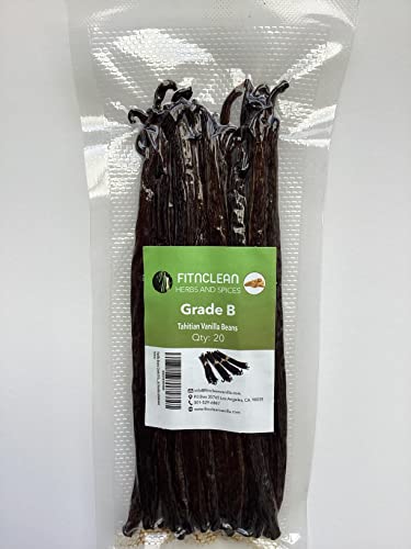Image of 20 Tahitian Vanilla Beans Grade B for extract, Cooking and Baking by FITNCLEAN VANILLA| Fresh 5 inch-7 inch NON-GMO Whole Natural Raw Pods