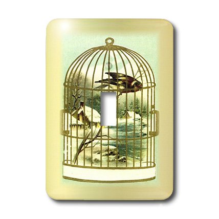 Oiseau dans une cage dorée plaque de salon romantique 3dRose lsp_54119_1 - 3