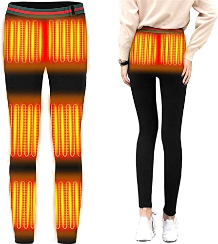 Invierno Deportes al Aire Libre Pantalones cálidos Mujeres Calefacción eléctrica USB Calefacción Ropa más Terciopelo Grueso Casual Pantalones Calientes,Negro,XXL Cover