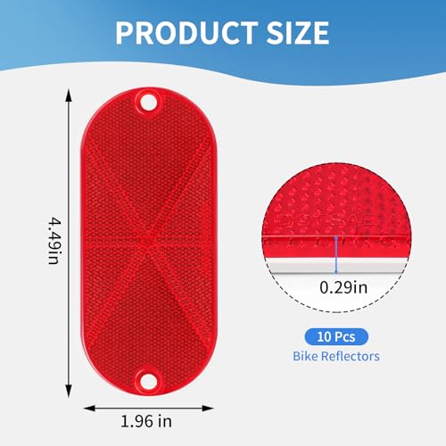 Image of 10 Pack Oval Reflectors Red Self Adhesive Or Drill Mount Quick Mount for Driveway Fence Gate Posts Trailers Safety Reflectors Automobiles Boats Mailboxes Reflector