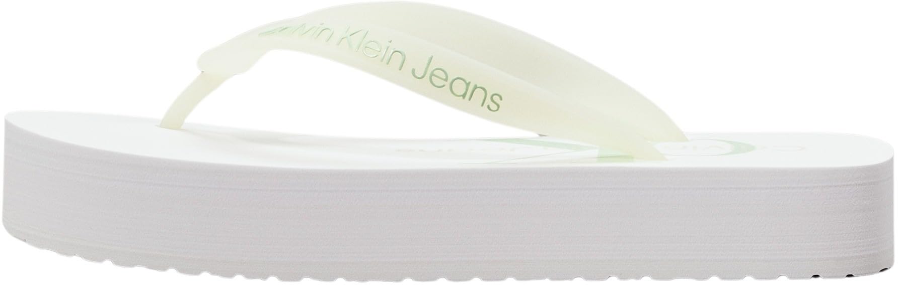 Calvin Klein Jeans Women BEACH SANDAL FLATFORM, Bright White/Cameo Green, 38 EU