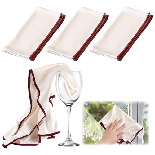 3 Piezas Trapo Magico Cristales Profesional Sin Dejar Marcas, ,60 x 40 cm Bayeta Microfibra ,Paños Micro de Pulido Grandes Sin Pelusa para Limpiar Ventanas, Copas de Vino, Gafas, Cristales,Cámaras