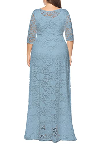 Image of Eternatastic Women's Floral Lace 2 /3 Sleeves Maxi Dress Plus Size Evening Party Dresses