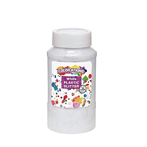Colorations® Extra-Safe Plastic White Glitter, 1 Lb, Easy Dispensing Shaker Jar, Great For Arts & Crafts, Decorating, Slime, Holiday Party, Weddings, Scrapbooking, Non Toxic Glitter #TOP13