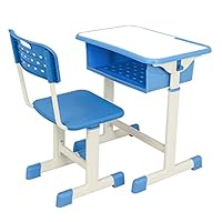 ShowMaven Student Desk and Chair Combo, Height Adjustable Children's Desk and Chair Workstation with Drawer, Pencil Grooves and Hanging Hooks for Home, School and Training