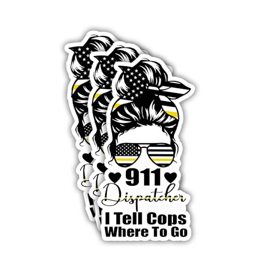 Image of SODAVA (3Pcs) Dispatcher Sticker Funny 911 Operator Gift Waterproof Vinyl Decal for Laptop Water Bottle Computer Notebook Dispatch Life Sticker for Emergency Communications Worker
