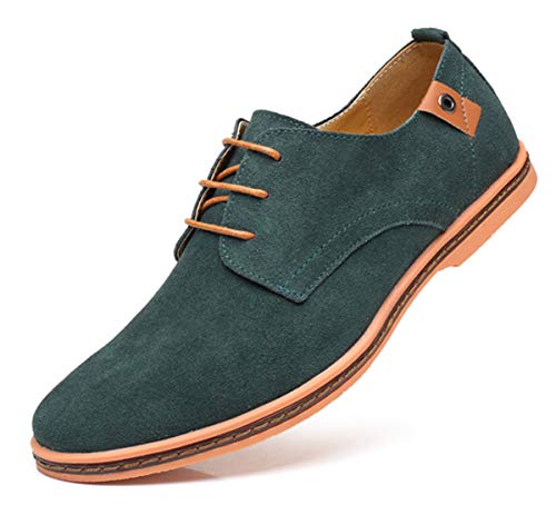 AARDIMI Herren Schnürhalbschuhe Casual Schuhe Männer Wohnungen Schnüren Sich Männliche Wildleder Oxfords Männer Business Schuhe Lederschuhe (45 EU, Grün) Cover