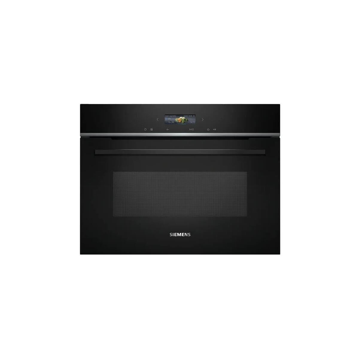Siemens CE732GXB1 iQ700 forno a microonde da incasso, 60 x 45 cm, nero, cookControl10, programmi automatici, humidClean Plus, pulizia degli interni, tecnologia inverter Microonde, porta a microonde