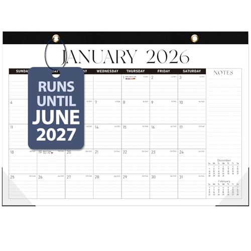 2026 Desk Calendar, Large Desktop/Wall Monthly Calendar (Jan. 2026 - Jun. 2027) 17'' x 12'' Personal Desk Planner for Teacher Family School Office Supplies