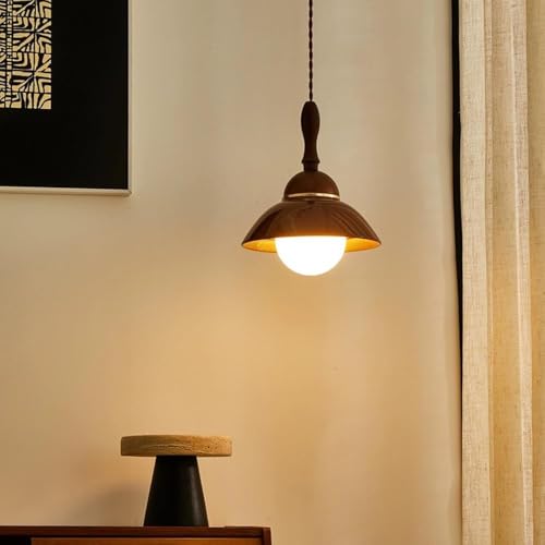 Lámpara colgante de madera japonesa de diseño minimalista para espacios zen 5