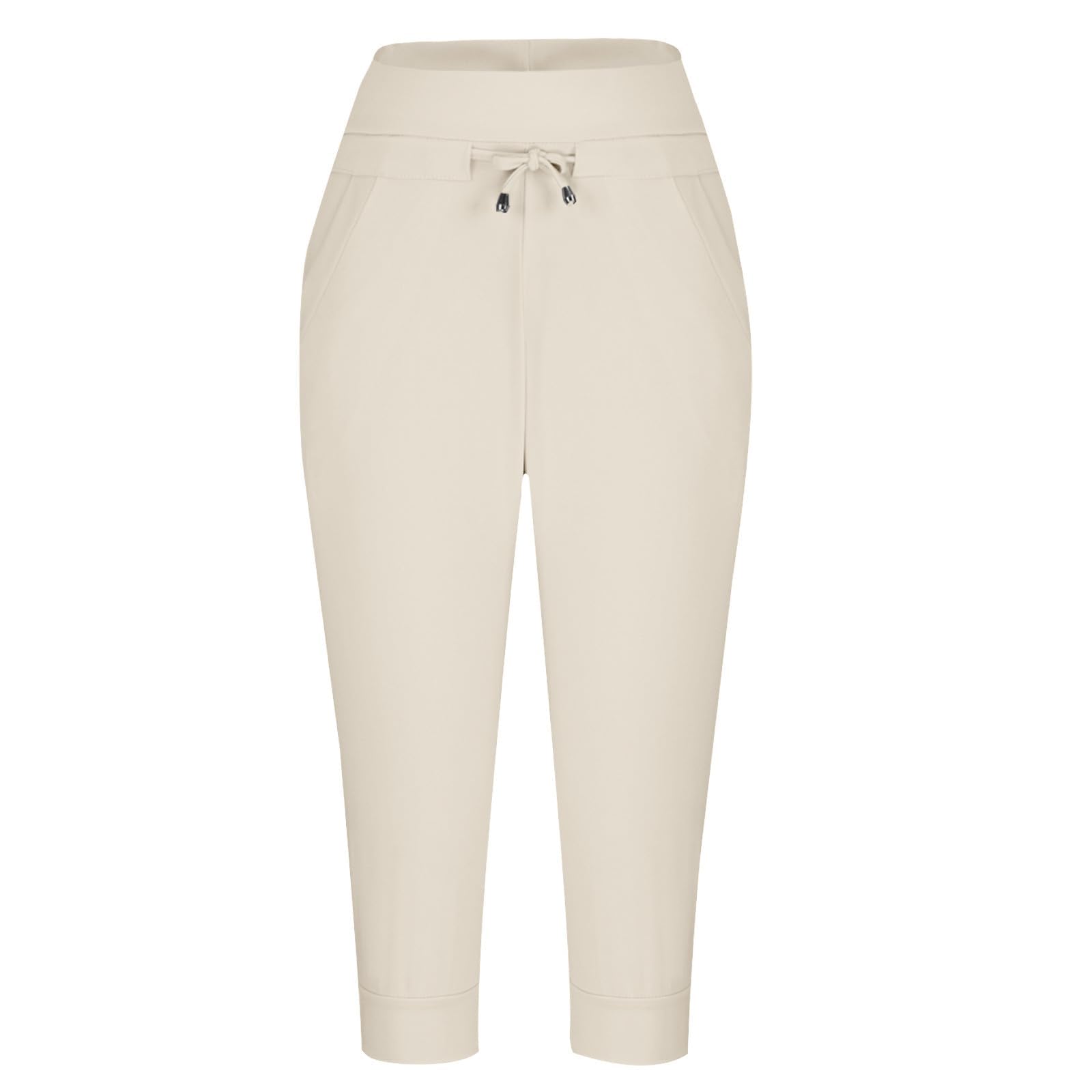 Generisch Spodnie do biegania, damskie spodnie capri na lato, 3/4, długie, miękka bawełna, eleganckie spodnie dresowe, wygodne spodnie letnie, 3 4 spodnie do jogi, fitnessu i odzieży sportowej