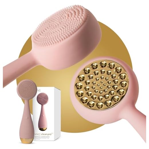 PMD Beauty Clean Pro Gold - Smart Facial Cleansing Device with Silicone Brush & 24K Gold ActiveWarmth Anti-Aging Massager - Waterproof - SonicGlow Vibration - Clear Pores & Blackheads