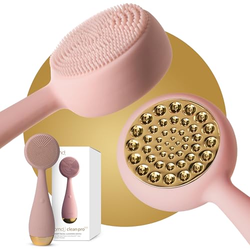 PMD Clean Pro Gold - Smart Facial Cleansing Device with Silicone Brush & 24K Gold ActiveWarmth Anti-Aging Massager - Waterproof - SonicGlow Vibration - Clear Pores & Blackheads