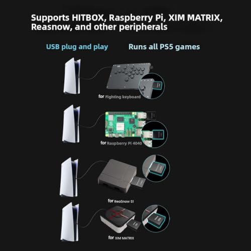 Activador de juegos PS5 de 1000Hz bidireccional compatible con Hitbox y Raspberry Pi en color negro 5
