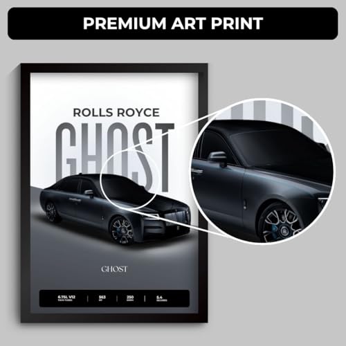 Image of Rolls Royce Ghost Poster | Framed Poster of Rolls Royce Car A4 Sized (31 x 23 cm) for Wall, Gift for Boys, Car Posters | Supercar Luxury Frames Hanging, Room Decor, Gifting | RR Ghost (F 080)