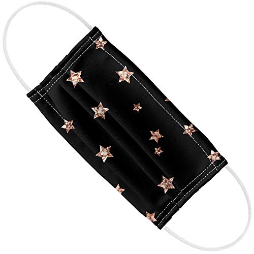 Glitter Stars Pattern 1-Ply Reusable Face Mask Covering with Adjustable Nose Wire, Unisex