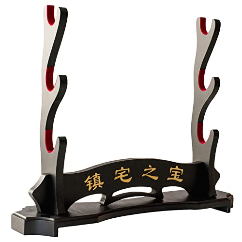 FOXSMZZ Soporte de pared para espada Samurai, soporte para espada, Katana Wakizashi Tanto Terciopelo acolchado para colgar en la pared (3 niveles)