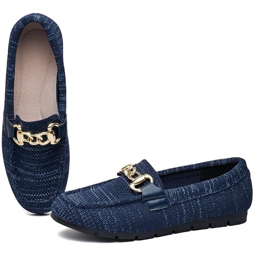 Image of ABEJOJO Women's Loafer Shoes, Comfortable Slip on Casual Flat Penny Shoes for Walking, Driving, Dressy