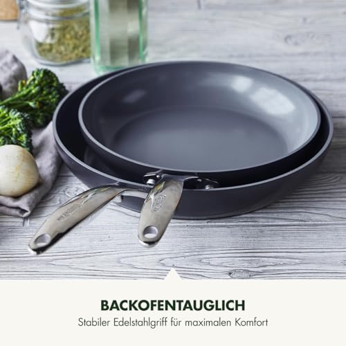 GreenPan GreenPan Valencia Pro Harteloxierte Gesunde Keramik Anti-Stick 26 cm & 30 cm Bratpfannen-Set, PFAS-frei, Edelstahl-Griff, Induktion, Spülmaschinenfest, Backofenfest, Grau - Verwendungsansicht 7 | Pfannen