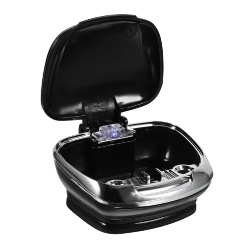 Image of Portable Car Ashtray with Led Light Smokeless Auto Non-Slip Base for Night Use and Ventilated Interior 3.74X3.54X1.57In