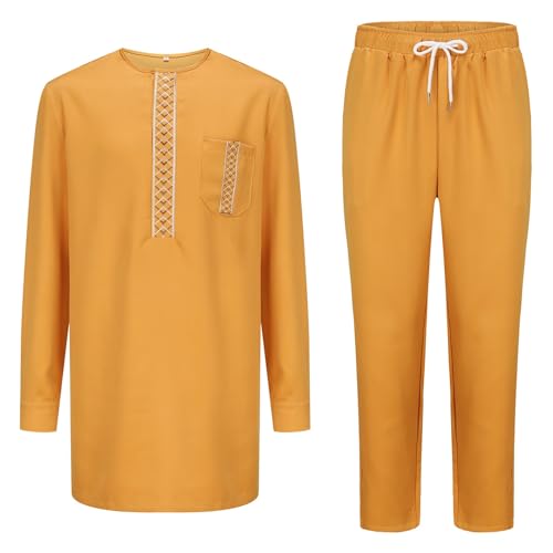 Men's Africa Suit Long Sleeve Print Dashiki And Pants Outfit Traditional 2 Piece Set2