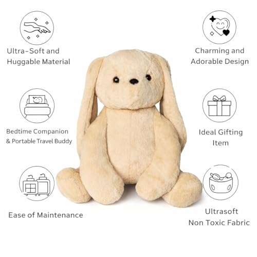 Image of 35 cms Plush Bunny Rabbit Toy with Long Ears - Soft Stuffed Animal for Kids, Babies & Toddlers - Perfect Cuddly Birthday Gift for Toddlers & Infants