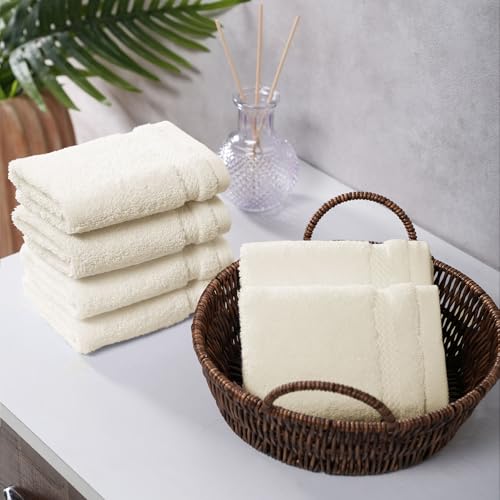 Image of MYTRIDENT Face Towels Set of 6 Cotton | Finesse Collection | 30 cm x 30 cm | Face Towel for Women and Men | 625 GSM, Zero-Twist, Luxuriously Soft, 100% Cotton - Linen