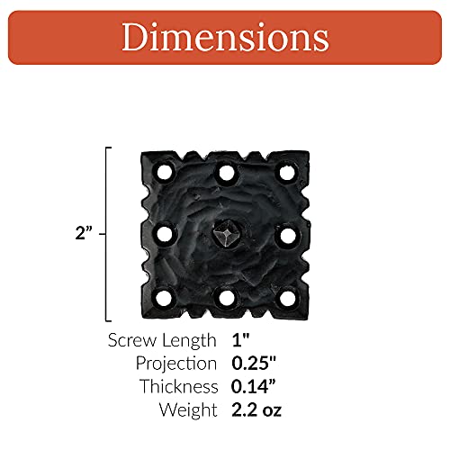 5 Pack 2 Inch Large Square Clavos Decorative Nails – Black – Rustic Square Head Fasteners for Farmhouse Shutter, Faux Wood Beams, Barn Door, Shutters, and Gates – Ornamental Wood Accent