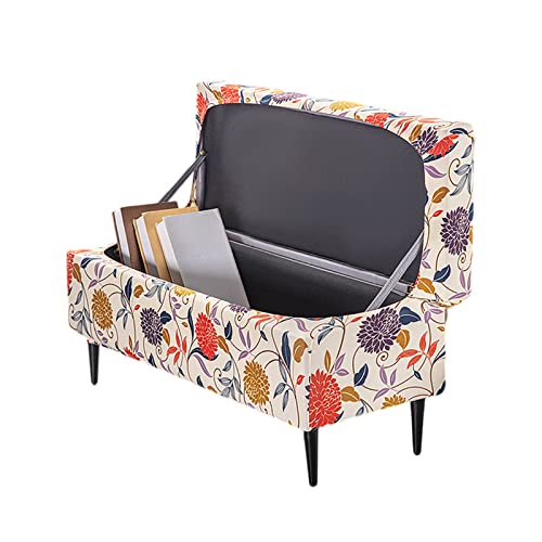 Image of FUANGUI Ottoman Cover Stretch Storage Ottoman Bench Slipcover Jacquard Folding Storage Bench Ottoman Cover Footrest Stool Slipcover Footstool Protector Cover with Elastic Bottom,Medium