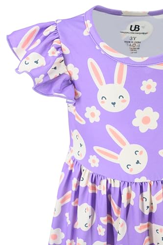 Image of Unique Baby Girls' Short Sleeve Everyday Printed Dresses for Kid and Toddler, Sizes 2T-12Y